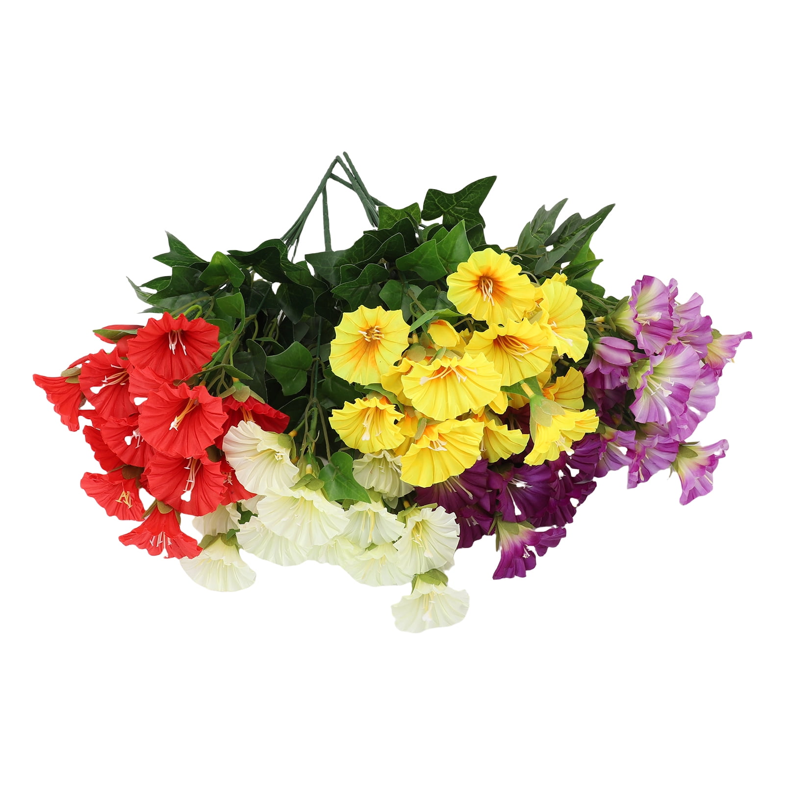 YAHHU 5pcs Simulated Artificial Morning Glory Flowers Bouquet 5 Colors Fade Proof Silk for Home Outdoor Garden Decoration, 15.7 inches / 40 cm