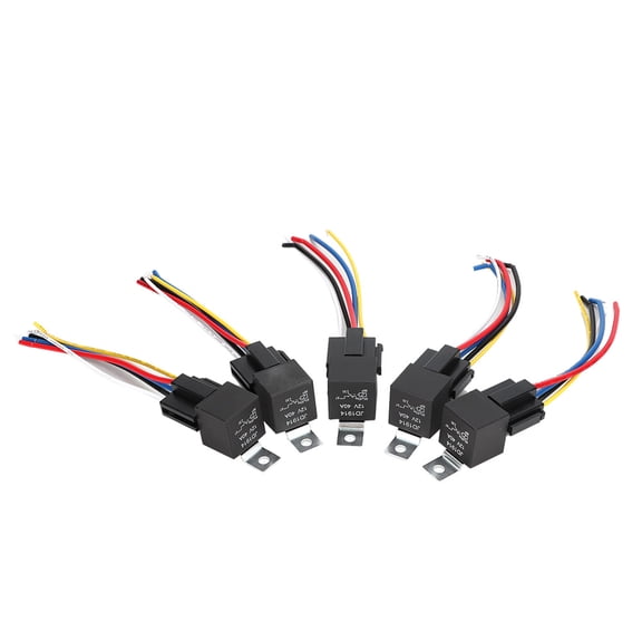 YAHHU 5x Car Vehicle 12V DC 40A AMP Relay & Socket Set SPDT 5 Pin 5 Wire New Heavy Duty Automotive Replacement Relay Kit for Car Alarm Horn Headlight Control