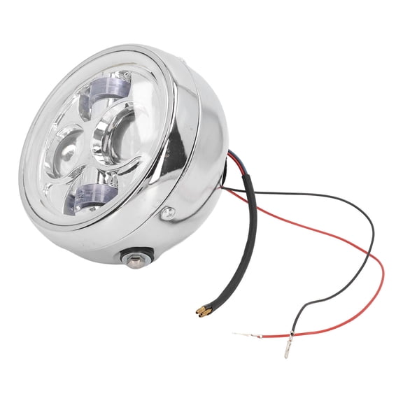 YAHHU 6.5 Inch Motorcycle LED Headlight 12V Clear PC Lens Waterproof Front Driving Lamp with Mounting Bracket for Scooter Street Bike Retro Bobber Black