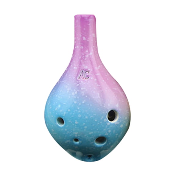 YAHHU 6 Holes Ceramic Ocarina Alto C Simple Starry Style Musical Instrument with Lanyard and Music Score for Beginners (4.72 inches / 12 cm), Purple