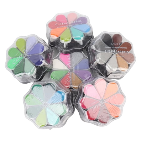 YAHHU 6 Pcs Washable Ink Pad Petal Shape 48 Metal Colors DIY Rubber Stamp Pad For Dogs Baby Footprint Fingerprint Crafting Supplies (13.39 inches / 34 cm)