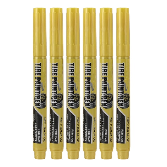 YAHHU 6 Pcs Yellow Tire Paint Pen Waterproof Art Marker for Automotive Vehicle, 55g / 1.94 oz