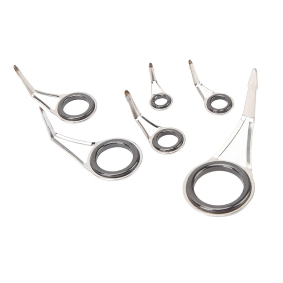 YAHHU 6Piece Stainless Steel Rod Guide Ring Repair Kit  AntiTangle, CeramicRing, MultiSize for Fluoro, Monofilament & Braided Lines