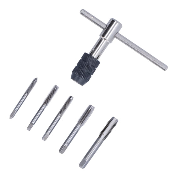 YAHHU 6-Piece Tap Wrench Set, Bearing Steel Straight Flute Metric Threading Taps (M6-M12), High Strength Smooth No Burr Tap Handle Tools for Automotive & Home Repair (8.66 inches / 22 cm)