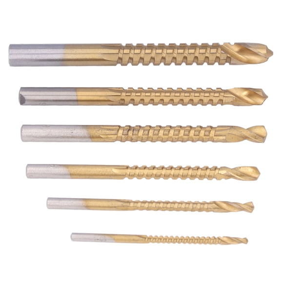 YAHHU 6 Pieces Woodworking Serrated Drill Bit High Speed Steel Twist Drills Bits Set for Soft Material Round Shank Hole Electric Drill Tool 3-8mm Professional DIY Home Improvement Accessories