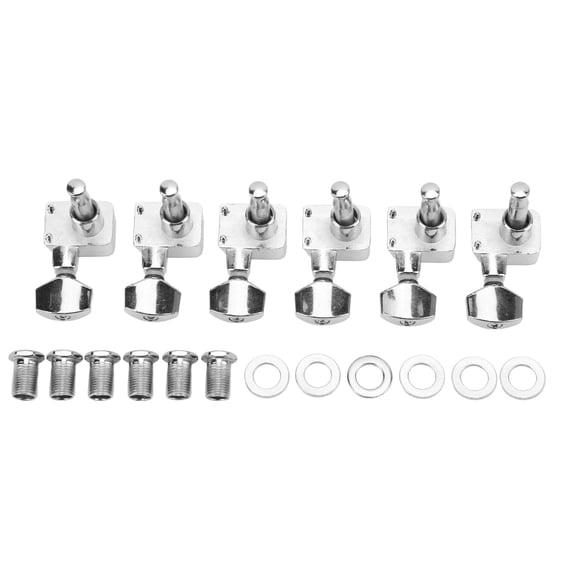 YAHHU 6 Sets Guitar Tuning Peg Closed String Tuner Key Machine Head Replacement Parts Kit with Washers and Nuts for Electric Guitars 4.33 inches / 11 cm