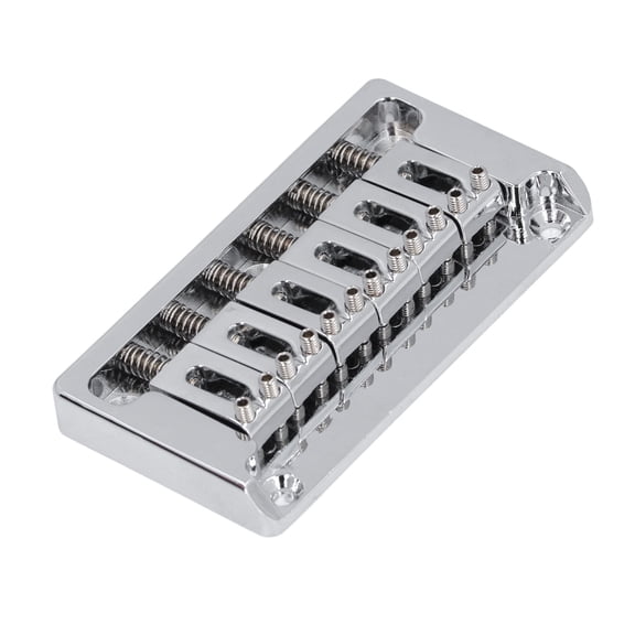 YAHHU 6 String Electric Guitar Bridge Kit Brass Through Body Non Tremolo Replacement Parts with Wrench for St, High-Quality Zinc Alloy Construction, Chrome Finish, 52.5mm / 2.06 in