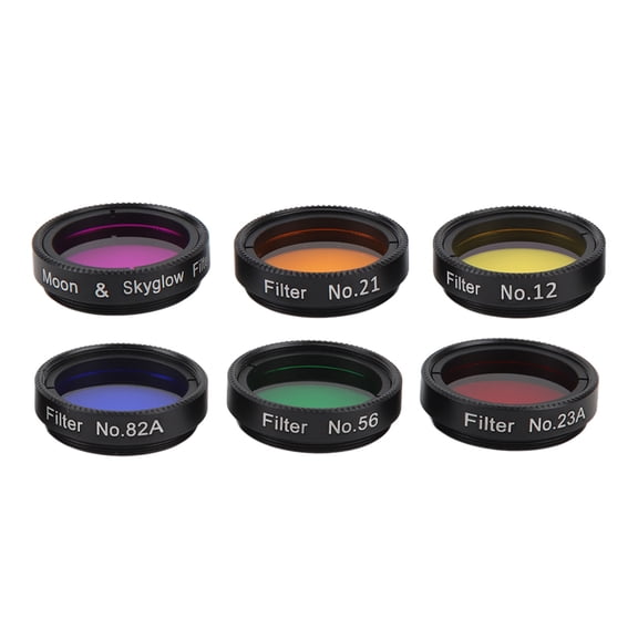 YAHHU 6-in-1 Telescope Filters 1.25 inches / 31.7 mm Moon Planetary Color Filter Set for Eyepiece Optical Glass Light Reduction Observation Accessory