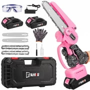 YAHHU 6 inch Lovely Pink Mini Chainsaw, Portable Handheld Electric Cordless Chainsaw,21V Battery,New