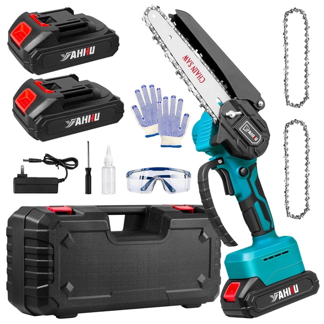 YAHHU 6 inch Mini Chainsaw, Portable Electric Cordless Chainsaw Set ...