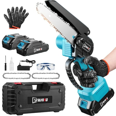 YAHHU 6 inch Mini Chainsaw, Portable Electric Cordless Chainsaw Set,Battery Powered