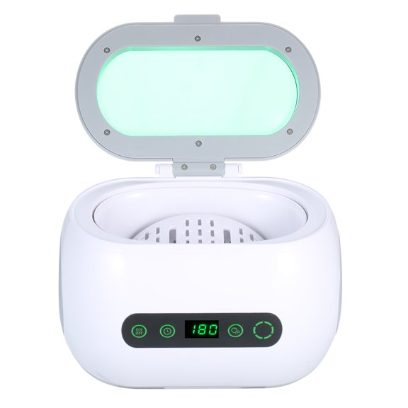 YAHHU 600mL Digital Ultrasonic Cleaner Machine with Degassing Function for Glasses and Jewelry Professional Stainless Steel Wave Tank Polish Appliance White Color US Plug Model 9600B