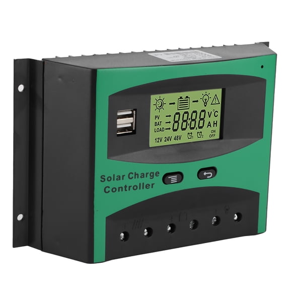 YAHHU 60A 12V/24V Intelligent Solar Charge Controller Dual USB Port Regulator (9.05 inches / 23 cm) for Renewable Energy System