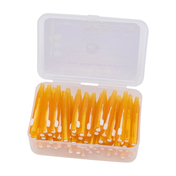 YAHHU 60Pcs Interdental Brush Slim Braces Cleaner with PP Handle for Adults and Children Orthodontic Care, Deep Cleaning Tooth Tool (Orange, 2.5 inches / 64 mm)