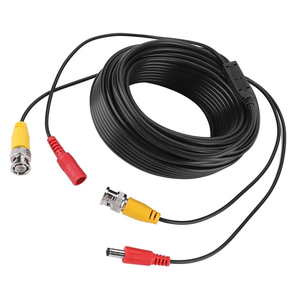YAHHU 65.6ft / 20M BNC + 2.1mm DC Extension Cable for CCTV Security Camera System, Weather-Resistant Video Coax Cord for Commercial & Residential Use
