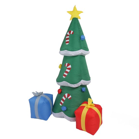 YAHHU 6FT Christmas Tree Inflatable Outdoor Yard Decoration US Plug, Blow Up Xmas Decor with Built-in Bright LEDs, 1.8m / 5.9ft Tall Durable Holiday Prop for Lawn Garden Home Party Decor
