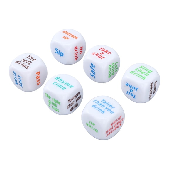 YAHHU 6PCS Large Drinking Dice Set For Adult Party Game Bar Turnt Drunk Frenzy Rolling Decider White, Perfect For Bachelor Parties, Bar Gatherings And Social Events, 11.00 cm / 4.33 inches