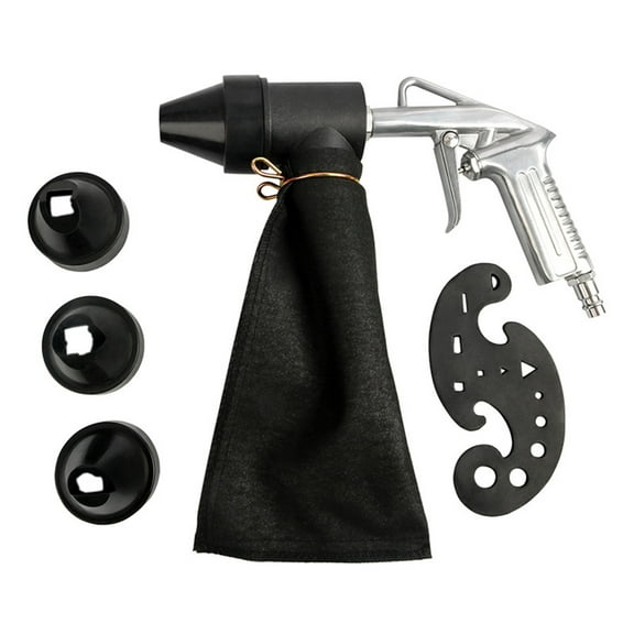 YAHHU 6PCS Pneumatic Sandblasting Machine Set Handheld Sand Blaster with 450ml Bag (15.2 fl oz) Tools for Rust Removal Polishing Refurbishing EU Connector 120 PSI