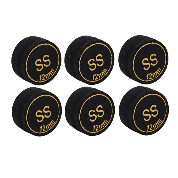 YAHHU 6pcs 12mm Pool Billiard Cue Tips Super Soft Multi-Layer Leather Replacement Set (0.47 inches)
