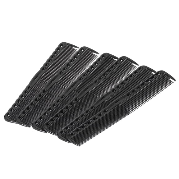 YAHHU 6pcs Carbon Fine Cutting Combs Salon Barber Plastic Hairdressing Flat Top Styling Combs 7.3 inches / 18.5 cm