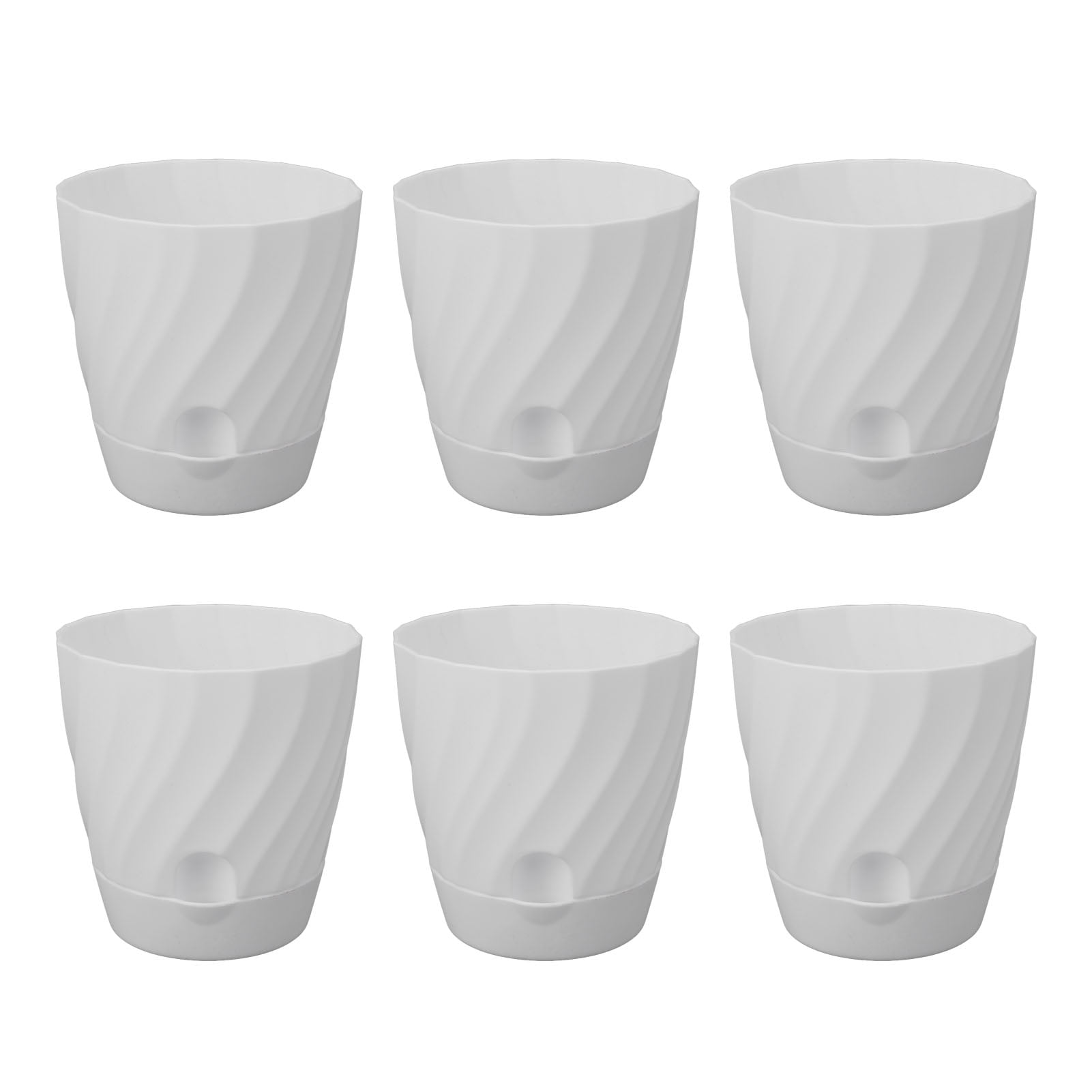 YAHHU 6pcs Plastic Flower Plant Pots Gardening Container with Drainage Holes for Home Balcony Garden, White, 4.8 inches / 12.2 cm