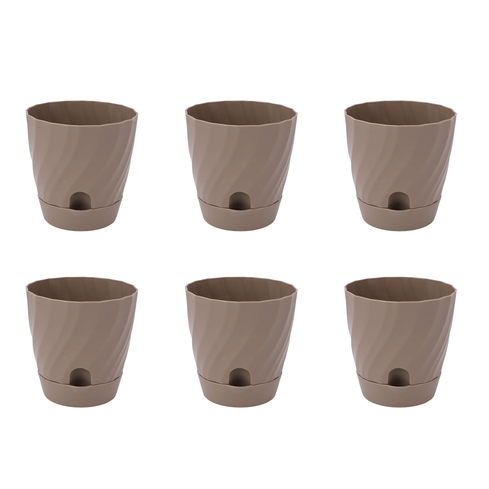 YAHHU 6pcs Plastic Flower Planters Lightweight Gardening Plant Pots for Home Balcony Garden Decor, Brown, 4.8 inches / 12.2 cm