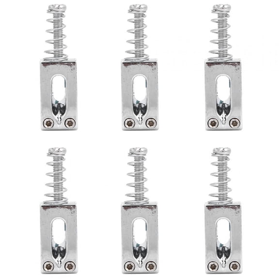 YAHHU 6pcs Single Locking Metal Tremolo Bridge Saddles with Screw Spring for Electric Guitar Replacement Parts (Silver, 0.79 x 0.55 in / 2.00 x 1.40 cm)