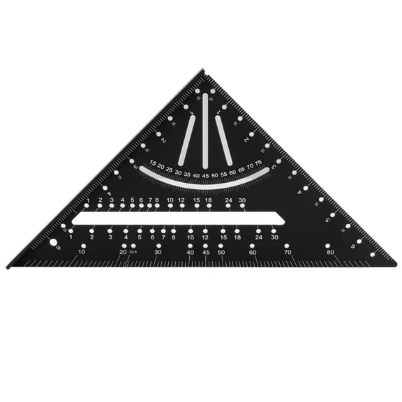 YAHHU 7 Inch / 17.8 cm 90 Degree Rafter Square Protractor Aluminum Alloy Woodworking Triangular Ruler Multi Angle Measuring Tool Black