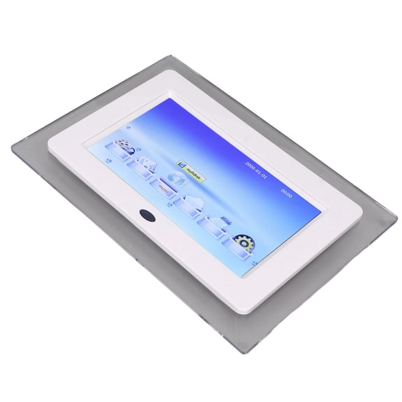 YAHHU 7 Inch HD Smart Digital Photo Frame US Plug Electronic Picture Album White for Desk Decor with Remote Control Clock Calendar Stereo Audio Output 7 inches / 17.8 cm