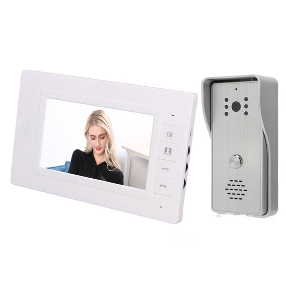 YAHHU 7 Inch Screen Smart Video Intercom System, 120 Wide Angle Wired Door Phone Doorbell Kits, Night Vision, Silver EU Plug (10.24 inches / 26.00 cm Length)