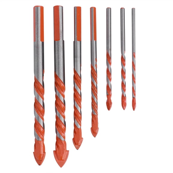 YAHHU 7-Piece Orange Center Drill Bit Set, High Speed Steel Ceramic Tile and Wall Hole Drilling Tool Bits (3mm - 12mm)