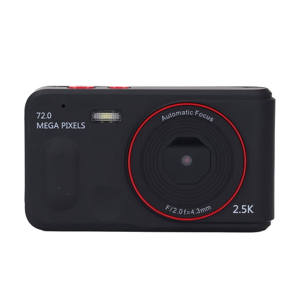 YAHHU 72MP 2.5K Digital Camera 16x Zoom Auto Focus Portable Compact Camera for Kids Students Vlogging Black 2.4 inches / 6.1 cm