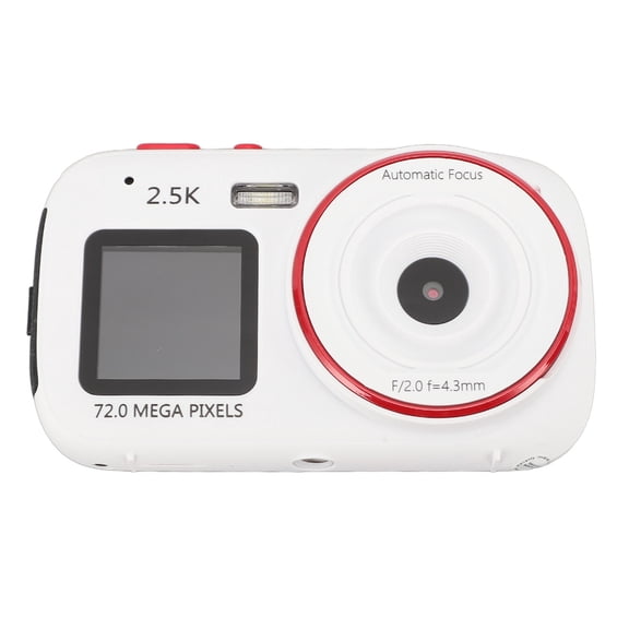 YAHHU 72MP Dual Screen Digital Camera 2.5K Video 16X Zoom Portable Vlogging Camera with MP3, White