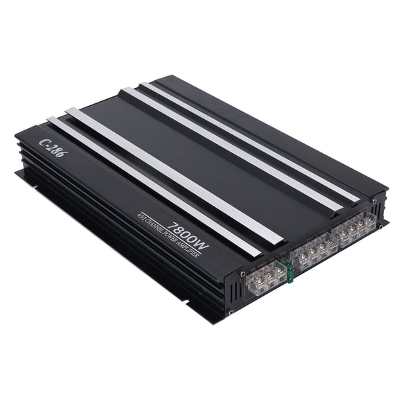 YAHHU 7800W 4-Channel Class AB Car Stereo Audio Amplifier Aluminum Alloy Pure Bass Power Amp For DC 12V Truck Boat UTV Motorcycle With 90dB SNR And 4 Ohm Impedance (15.75 Inches / 40 cm)