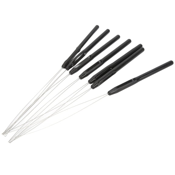 YAHHU 7Pcs Hair Extension Loop Needle Threader, Professional Plastic Pulling Hook Tool for Weaving, Crochet, and Hair Extension Application, 3.7in / 9.3cm Handle