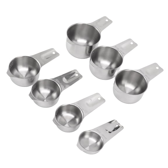 YAHHU 7Pcs Stainless Steel Measuring Cups Set Stackable Metal Nesting Cups for Kitchen Baking Cooking (14.32 oz / 406g)