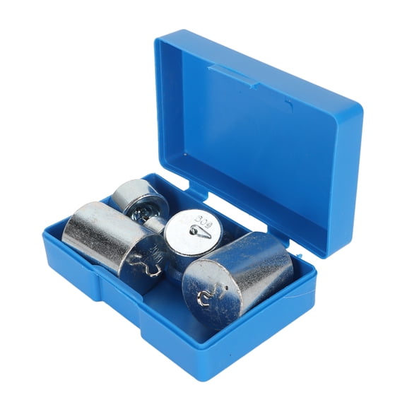 YAHHU 7pcs Set Double Hook Weight Set Chrome Plated Steel Hook Calibration Weights 10g-200g for General Science Physics Laboratory Work with Case (5.51 inches / 14 cm, 1.21 lbs / 550g)