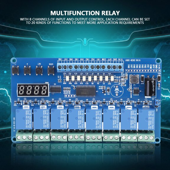 YAHHU 8-36V 8-Channel Multifunction Time Delay Relay Interface Board Module Optocoupler LED Linkage Control Switch, 5.51 x 3.15 inches / 14.0 x 8.0 cm