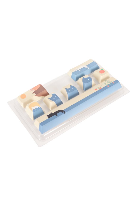 8 Keys Keyboard Keycaps Fadeless PBT Dye Sublimation Process Cute DIY Mechanical Keycaps for 61 87 104 108 Keyboard Type 3 Sunset Cat (5.51 inches / 14 cm)