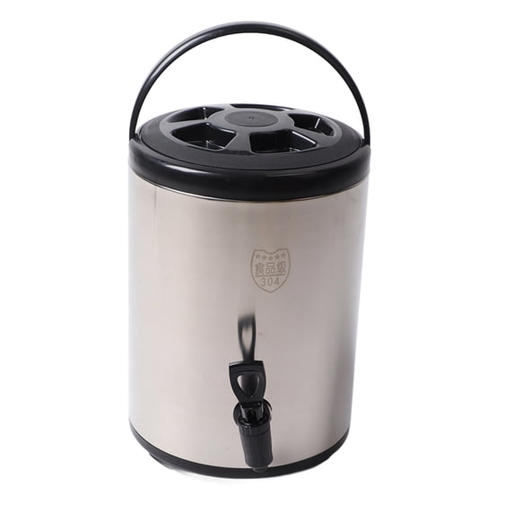 YAHHU 8‑Liter 304 Stainless Steel Double‑Layer Insulated Beverage Dispenser – Commercial‑Grade Hot & Cold Bucket, Black