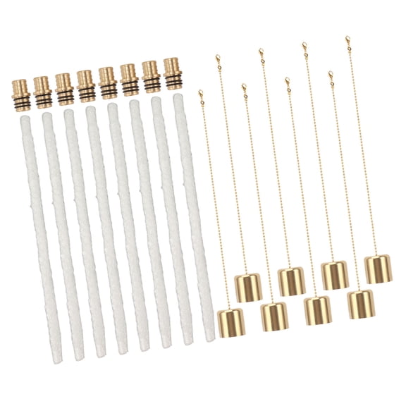 YAHHU 8 Pack Wine Bottle Torch Kit Long Life Torch Wicks Brass Torch Wick Holders Caps For Outdoor Garden Patio Decor, High Quality Replacement Wicks 13.8 inches / 35 cm, 18.7 oz / 531 g