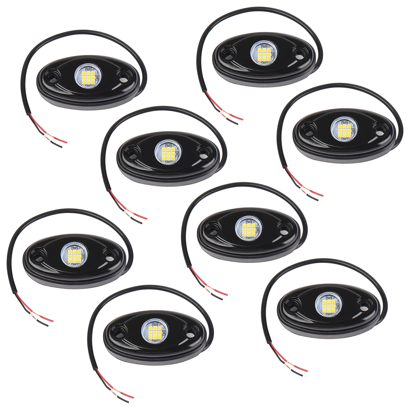 YAHHU 8 Packs LED Rock Lights for Trucks IP67 Waterproof Under Body Wheel Well Exterior Interior Glow Lamp for Car Pickups Motorcycle Boat White Chassis Ambient Lighting Kit