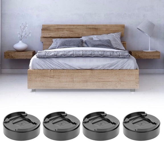 YAHHU 8 Pcs Black Round Plastic Bed Risers Mats Cabinet Table Feet Pad Furniture Legs Risers for Sofa Chair Desk, Heavy Duty Bed Lifts, Home Office Floor Protectors (8.26 inches / 21 cm)