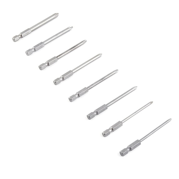 YAHHU 8-Piece Magnetic Long Hex Cross Head Screwdriver Bits Set, 3 Inches / 75 mm Length, 1/4 Inch / 6.35 mm Shank, S2 Alloy Steel Phillips Bits