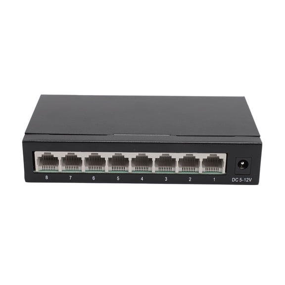 YAHHU 8 Port 10 100Mbps Fast Ethernet Switch Desktop Splitter Unmanaged Home Network Hub Metal Housing 100-240V EU Plug 6.30 inches / 16 cm Length[cite: 1]