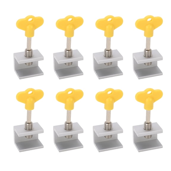 YAHHU 8 Sets Single Hole Adjustable Sliding Window Locks Aluminum Alloy Vertical Horizontal Security Lock with Keys Silver