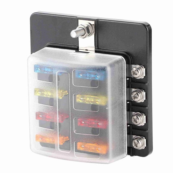 YAHHU 8-Way Screw Nut Terminal Fuse Box Blade Fuse Block Holders with LED Indicator for Automotive Car Marine Boat RV Truck, Replacement Electrical Parts & Equipment, 12V/24V Power Distribution Panel