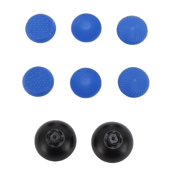 YAHHU 8-in-1 Thumbstick Cap Replacement Kit for PS5 DualSense Edge, PS4, Switch Pro & Xbox Series Controllers - Premium Blue Rubber Thumb Stick Grips for Enhanced Precision (3.54 in / 9 cm)