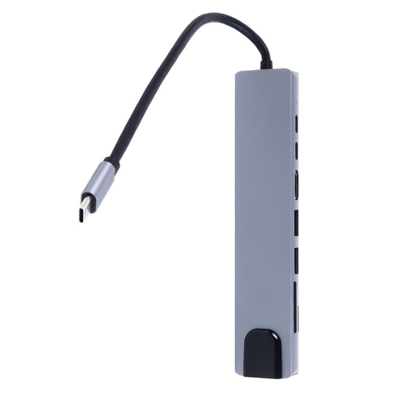 YAHHU 8-in-1 Type C Hub 4K UHD RJ45 Ethernet Port Zinc Alloy USB C Laptop Docking Station (7.09 inches / 18 cm)