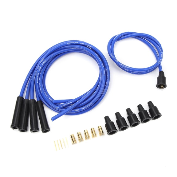 YAHHU 8mm Spark Plug Wire Set 1m / 39.37 inches Length High Efficiency Stable Ignition Replacement Wires for 4 Cylinder Classic Cars Blue Auto Engine Part